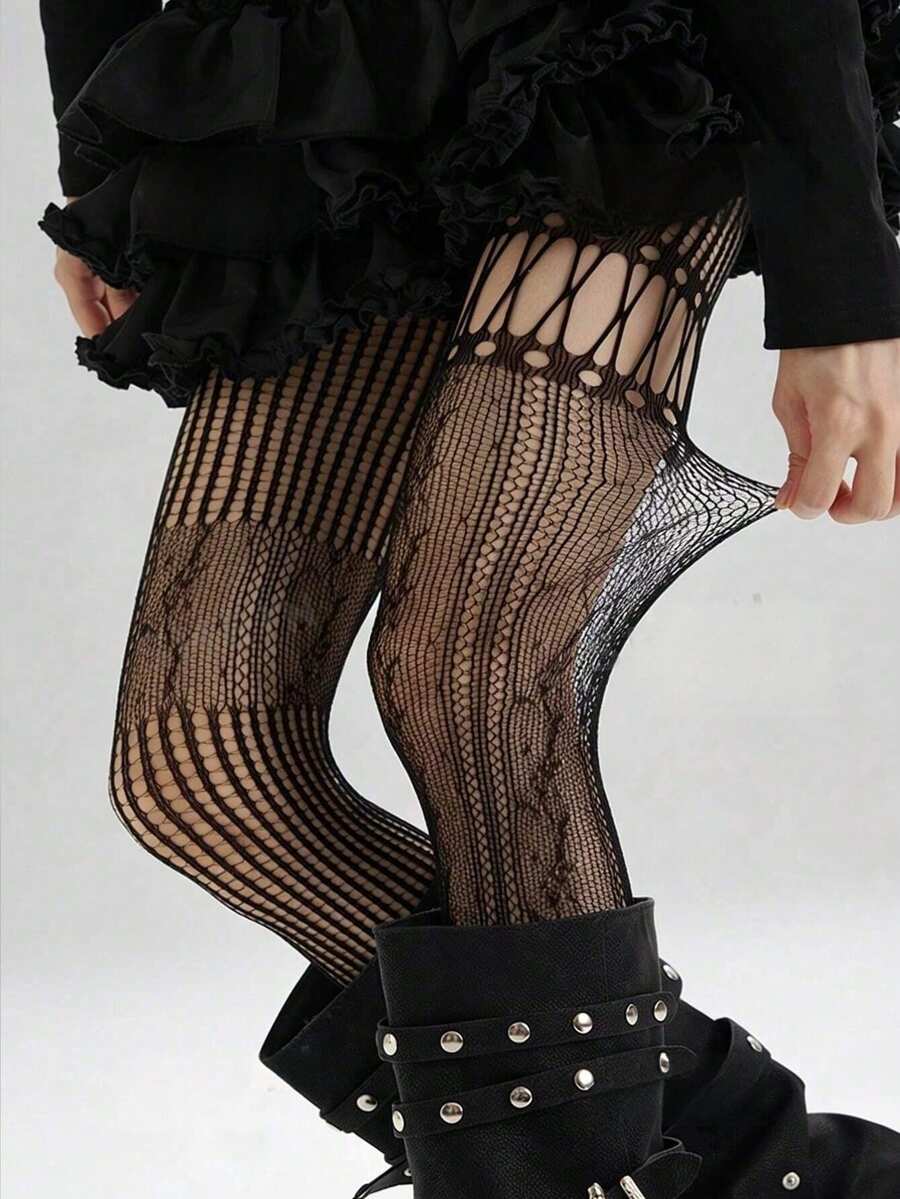 1pc Asymmetric Hollow Fishnet  - đánh giá và giá Fishnet Stocking Women
