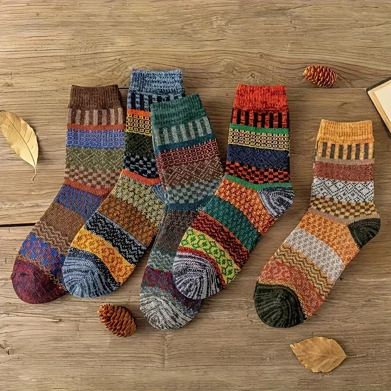 5 pairs of retro ethnic style  - đánh giá và giá Thermal Sock Winter