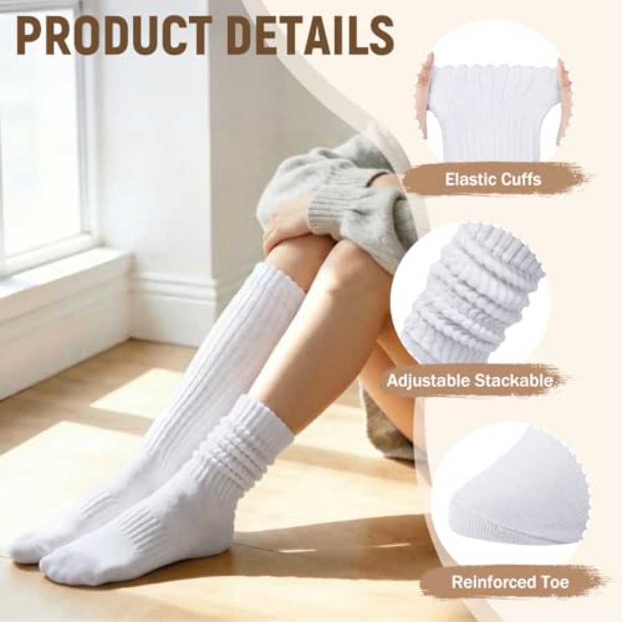 Chalier 5 Pairs Slouchy Socks  - đánh giá và giá Boot Sock Slouchy