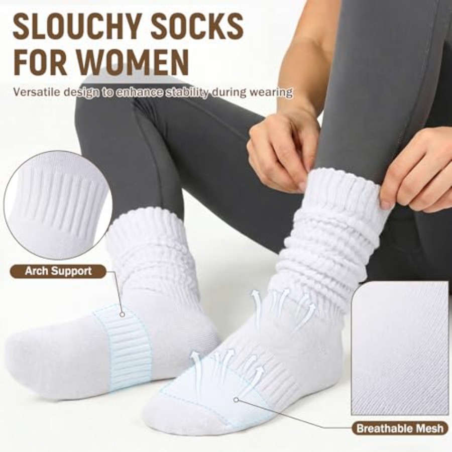 Chalier 5 Pairs Slouchy Socks  - đánh giá và giá Boot Sock Slouchy