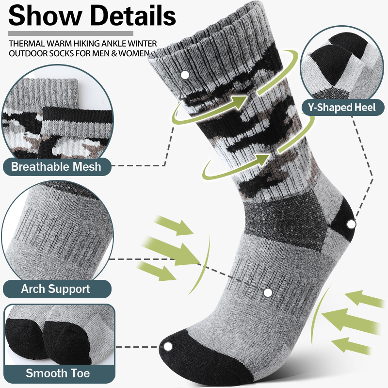 4Pairs Thick Gray Camouflage S - đánh giá và giá Wool Hiking Sock