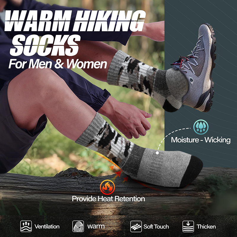 4Pairs Thick Gray Camouflage S - đánh giá và giá Wool Hiking Sock