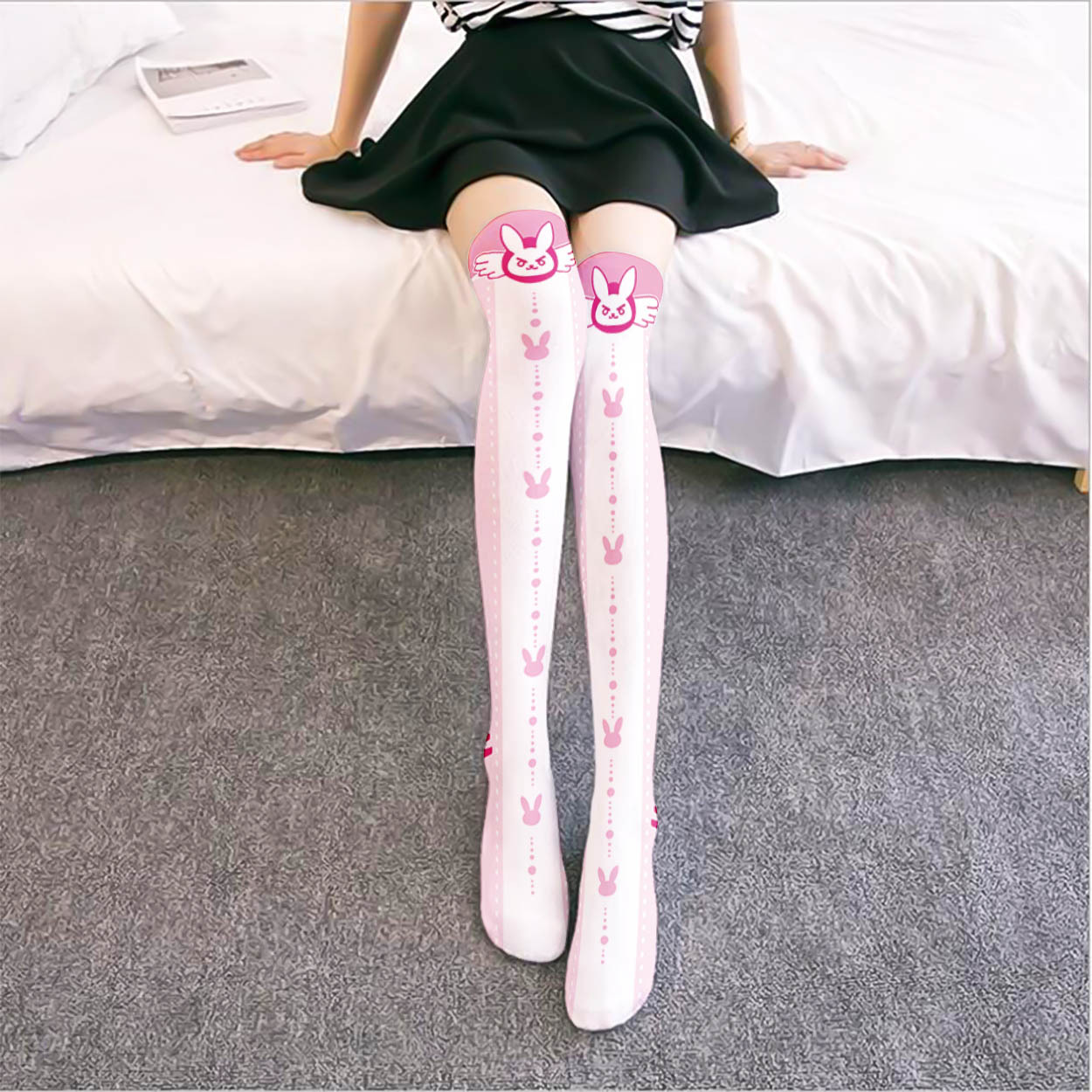 Game OW D.Va Cartoon Printed K - đánh giá và giá Silk Sock Bamboo