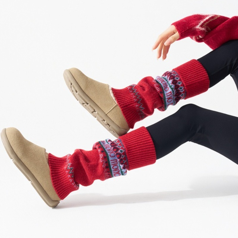 ​Fair Isle Knitted Leg Warmers - đánh giá và giá Boot Sock Slouchy