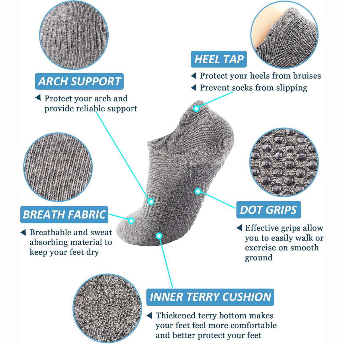 6 Pairs Yoga Socks for Women P - đánh giá và giá Grip Sock Yoga