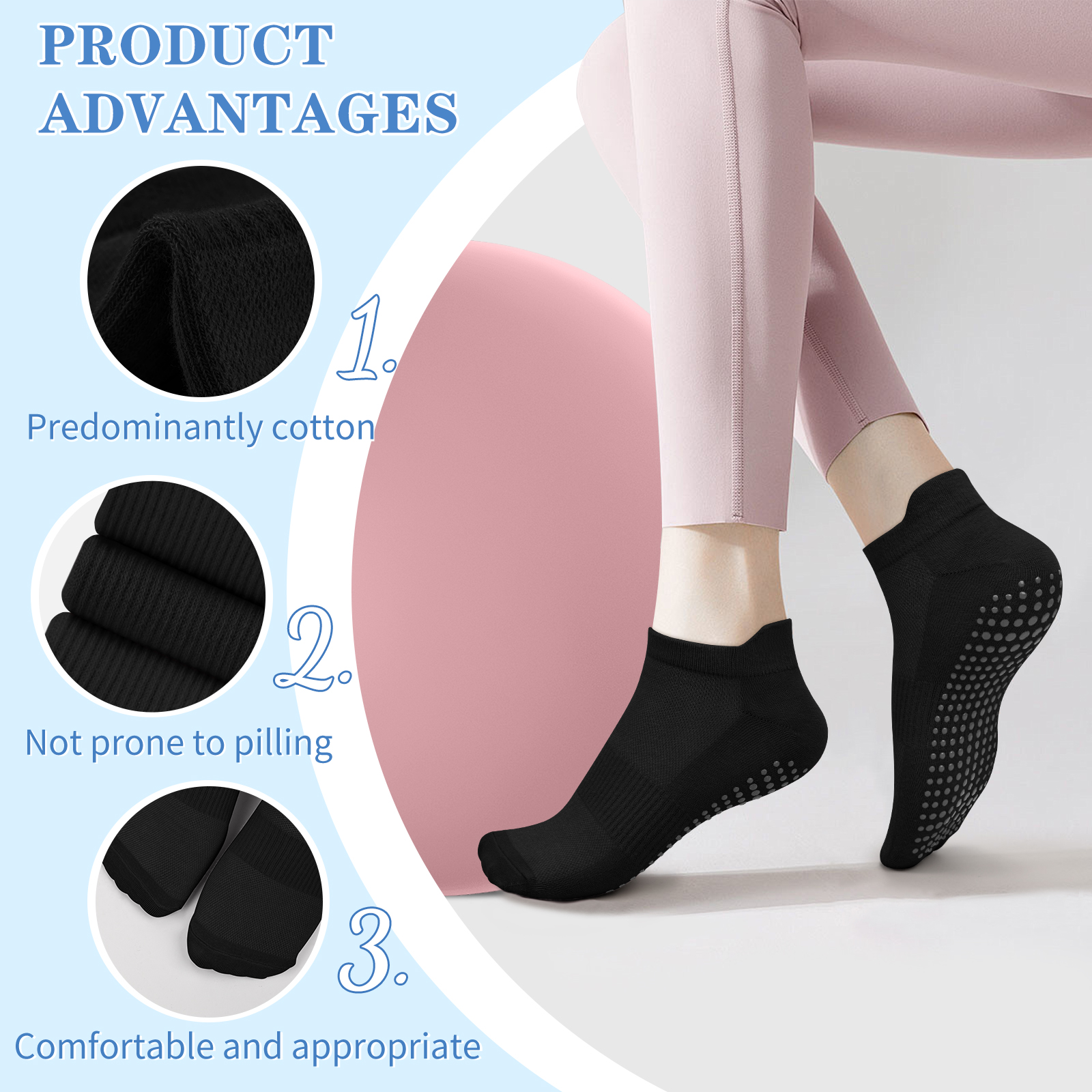 3 Pairs Yoga Socks Women Cotto - đánh giá và giá No Show Sock Women